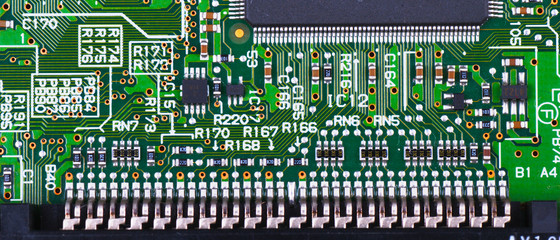Closeup of electronic circuit board