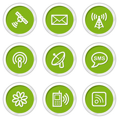 Communication web icons set 1, green circle buttons
