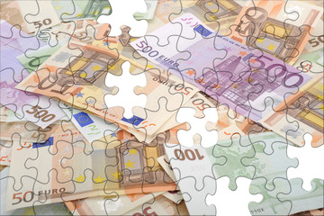 Fototapeta na wymiar Puzzle euro