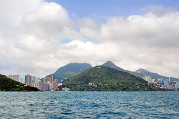 Fototapeta premium China, Hong Kong waterfront buildings