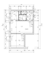 Construction drawing of a small flat.