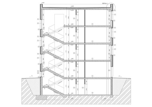 Cross section of small office building.