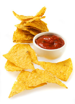 Tortilla chips isolated on white