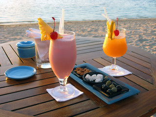 Cocktail for lovers by the beach in Mauritius