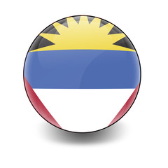 Fototapeta premium Esfera brillante con bandera Antigua y Barbuda