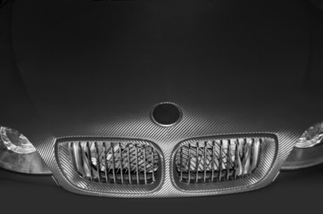 Futuristic car hood and headlights