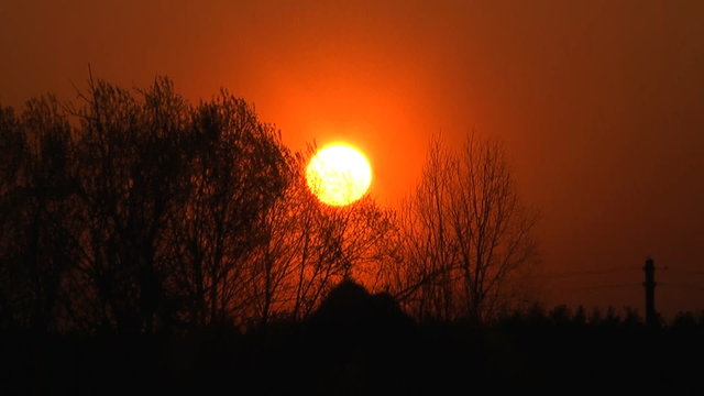 spring sunset, time lapse clip.
