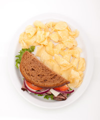 Roast beef sandwich on rye bread