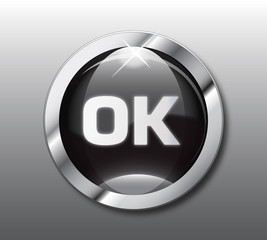Black OK button vector