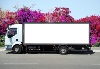 A Blank white Sign on a white truck