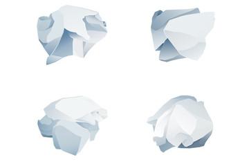 Set from 4 crumpled sheets of paper - vector illustration