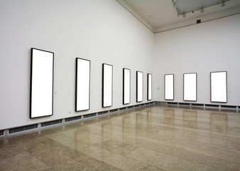 frames on cement white wall .
