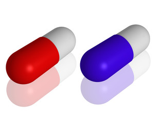 blaue und rote Kapsel 3d