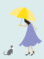 Umbrella Girl Meets a Cat