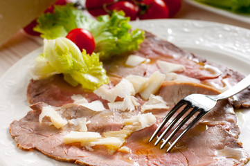 roast beef with olive oil and grana