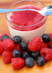 panna cotta con lamponi