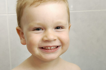 Toddler boy smiling