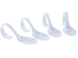 empty white spoons to fill up isolated on white background