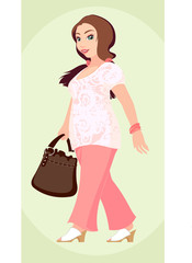 plus-size fashion girl,vector without gradient