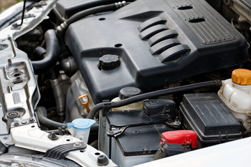 The engine of the car.