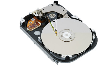 hdd inside, magnetic head and plates