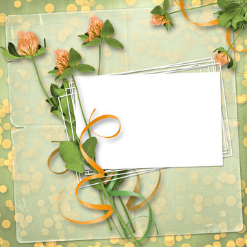 grunge paper for congratulation with bunch of clover