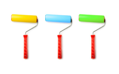 Paint rollers isolated on white