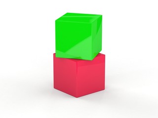 colour cubes on white background