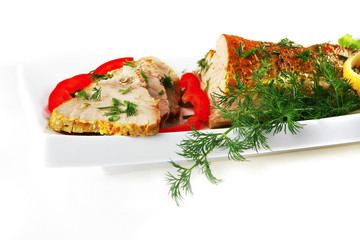 tuna chunk served on white