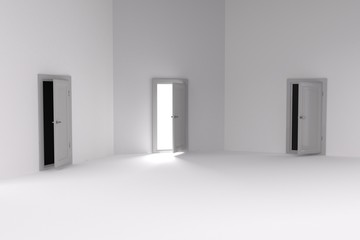 3d rendering of 3 doors