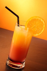 Tequila Sunrise On Black Surface (golden light)
