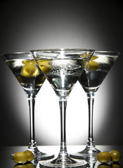 Martini glass with olive inside