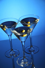 Martini glass with olive inside