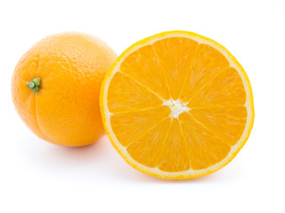 Ripe orange fruits isolated on white background