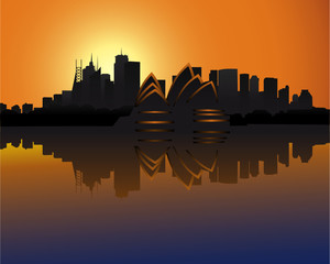 Sydney Skyline bei Sonnenuntergang