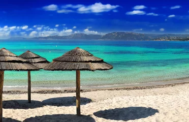 Photo sur Plexiglas Plage de Palombaggia, Corse plage et parasol