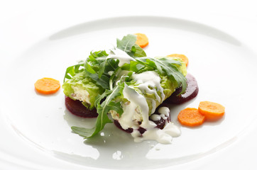 Rolled sprouts with creamy sauce