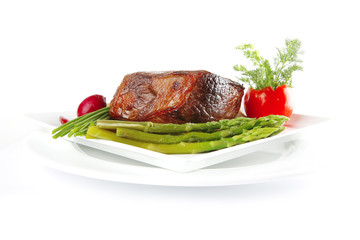 beef with vegetables and greenery