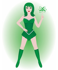 Superhero Atomic Energy Girl