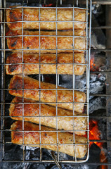 shish kebab on charcoal