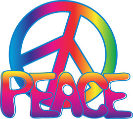 Peace sign and text