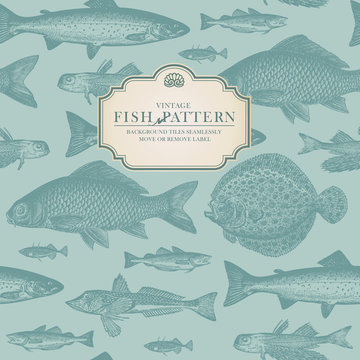 retro fish pattern (background behind label tiles seamlessly)