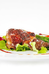 served roasted beef meat