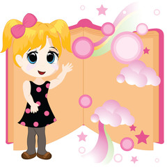 little girl with magical book