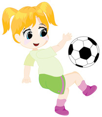 girl playing soccer