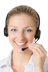 Woman with headphones and microphone