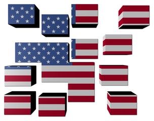 USA Flag on cubes against white illustration