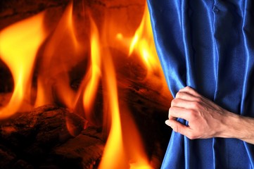 fire and curtain