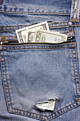 dollar bill in pocket with hole - 22808332