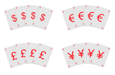 Cards with currency symbols